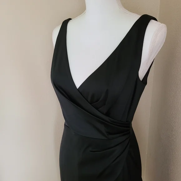 white house black market cocktail dress black draped size 4 - Picture 3 of 6